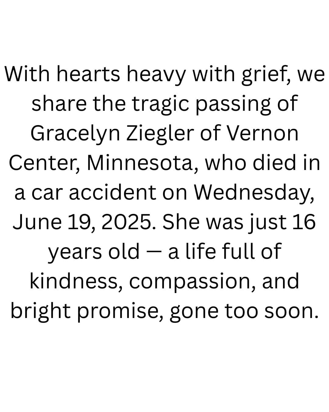 Gracelyn Ziegler Obituary