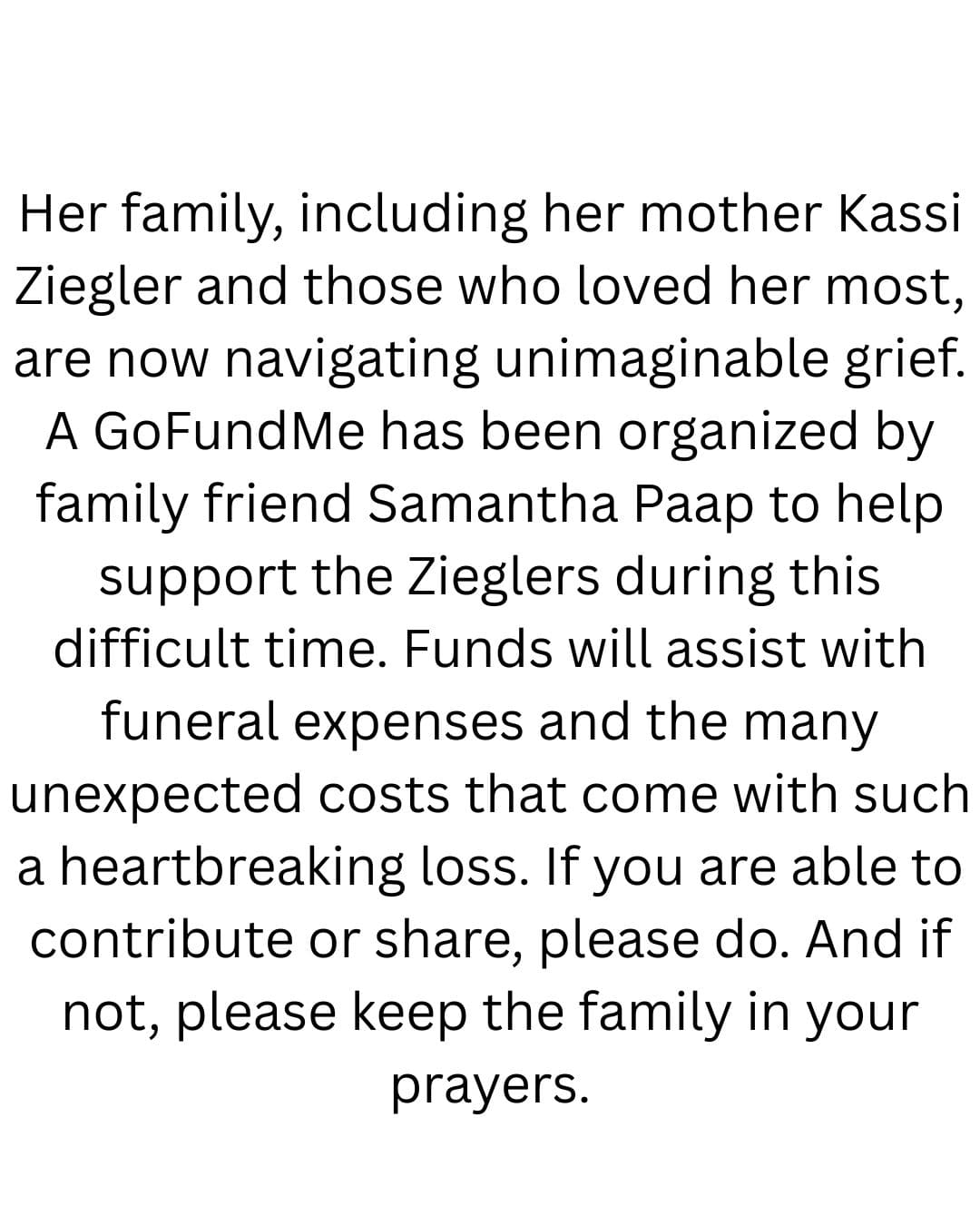 Gracelyn Ziegler Obituary